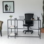 Hanah Home M101 Mesa de Estudio 130x60cm Cristal Templado y Metal Negro Diseño Moderno Industrial